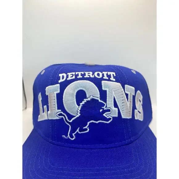 Vintage Detroit Lions Big Logo Snapback Hat NFL Tri Power Cap Embroidered